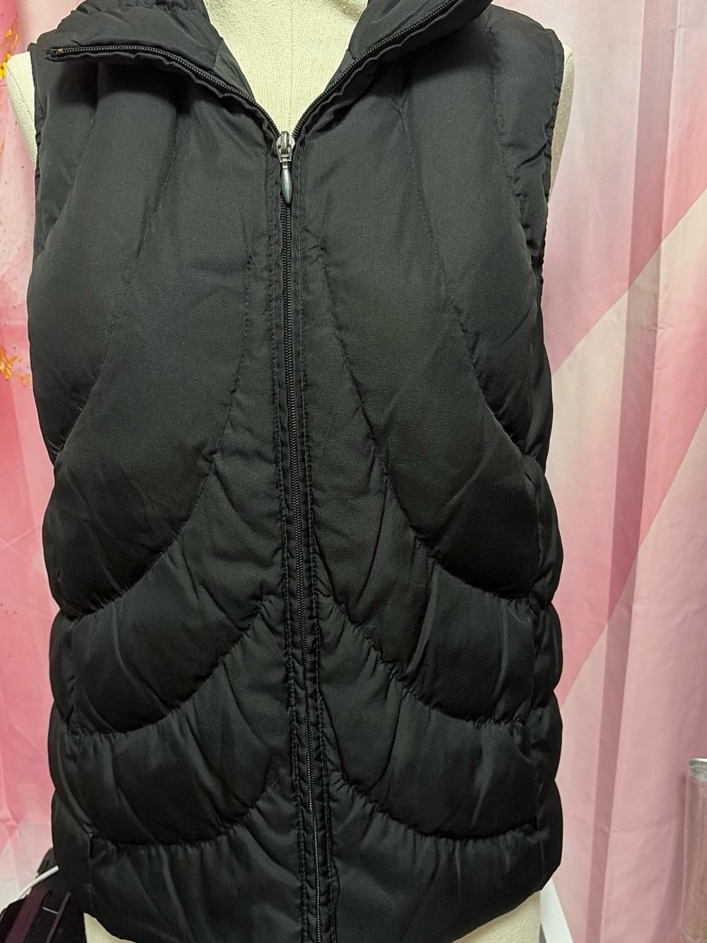 Nine West Black Quilted Puffer Vest - PTP approx 18”